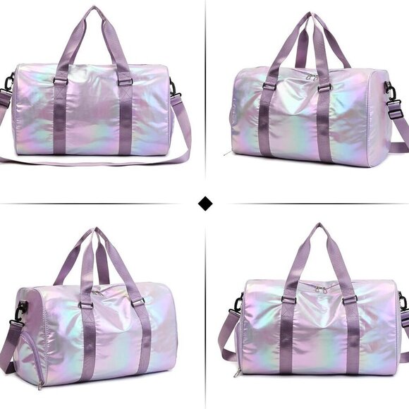 Gym Bag with Shoes Compartment,Sports Duffle Bag for Girls,Waterproof Travel Gym - Picture 4 of 7